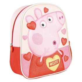 Mochila Infantil 3D Premium Glitter Peppa Pig 31 Cm