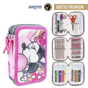 Plumier Triple Giotto Premium Lentejuelas Minnie 19 Cm