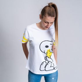 Camiseta Corta Single Jersey Punto Snoopy Adultos