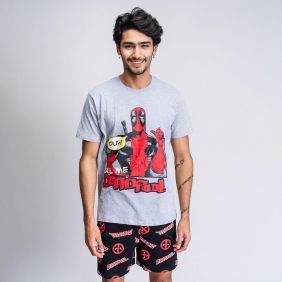 Pijama Corto Single Jersey Punto Deadpool Adultos
