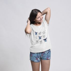 Pijama Corto Single Jersey Punto Stitch Adultos